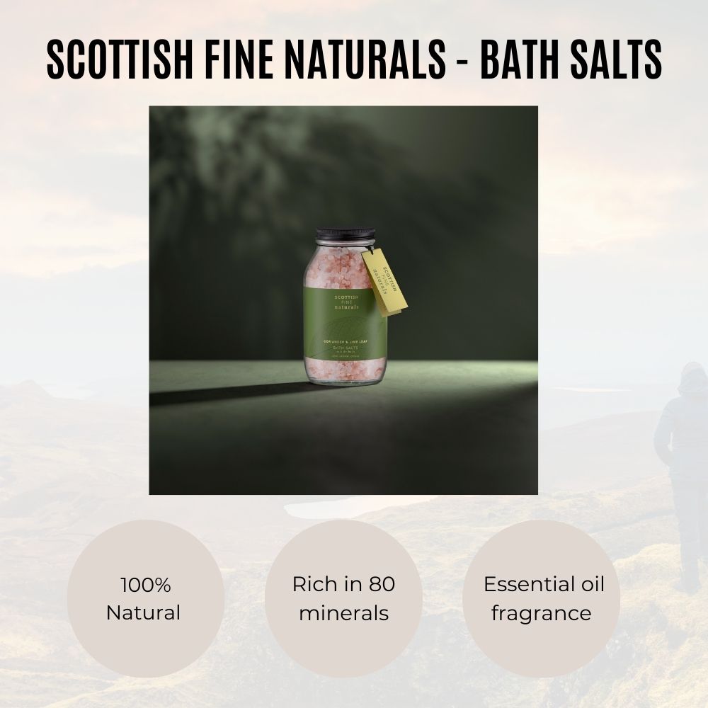 Scottish Fine Naturals - Bath Salts 500g Glass Jar