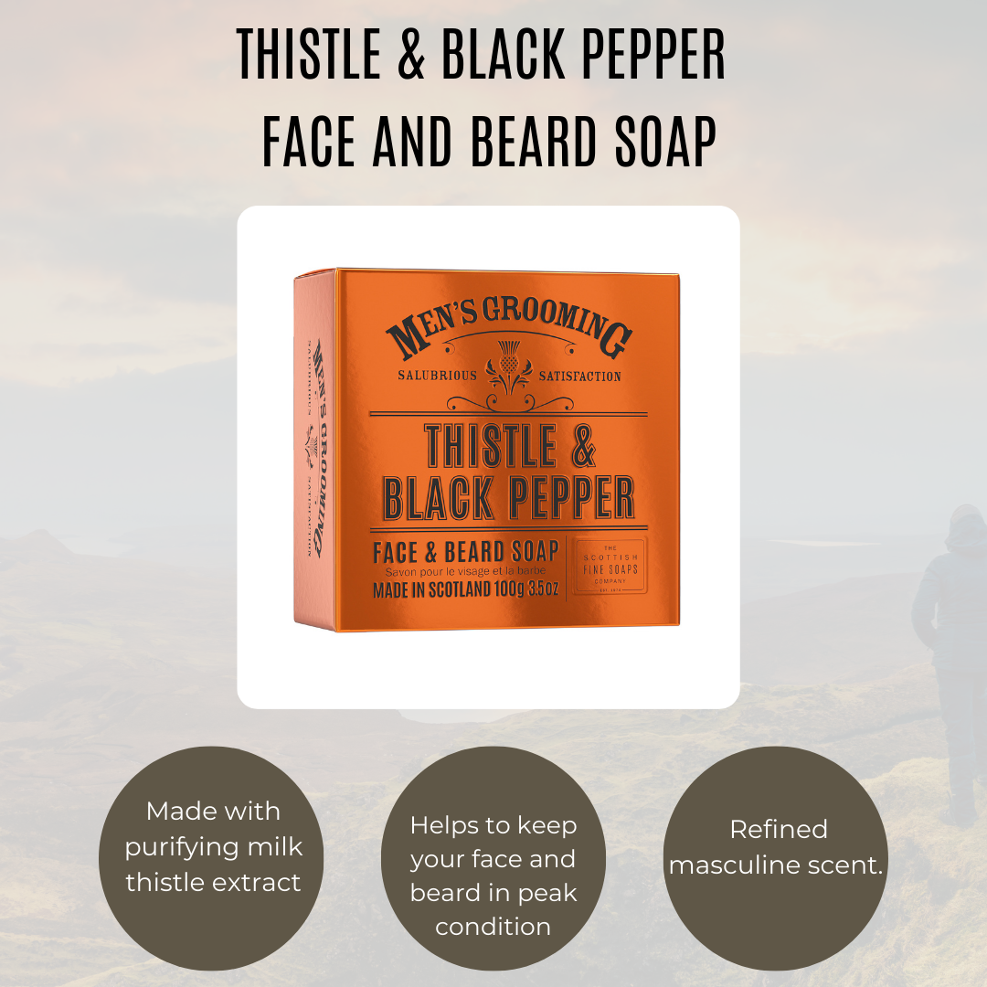 Thistle & Black Pepper Face & Beard Soap - Boxed