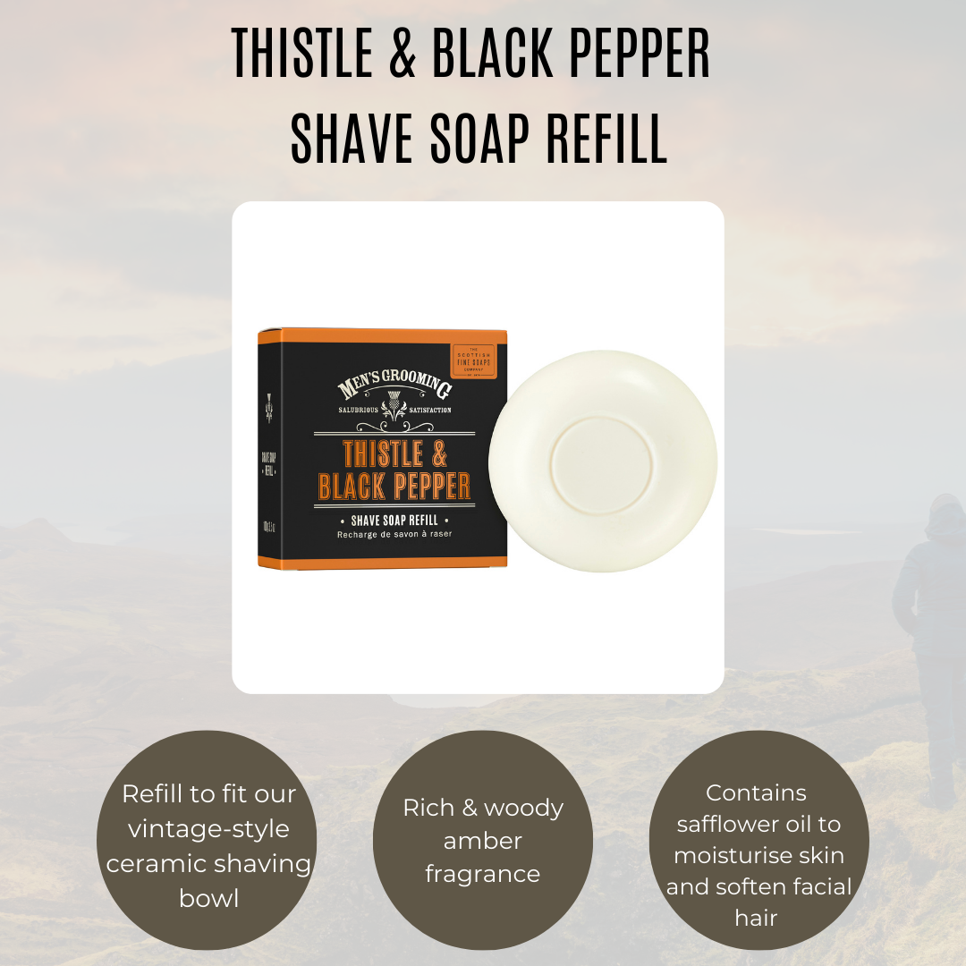 Thistle & Black Pepper Shave Soap Refill 100g